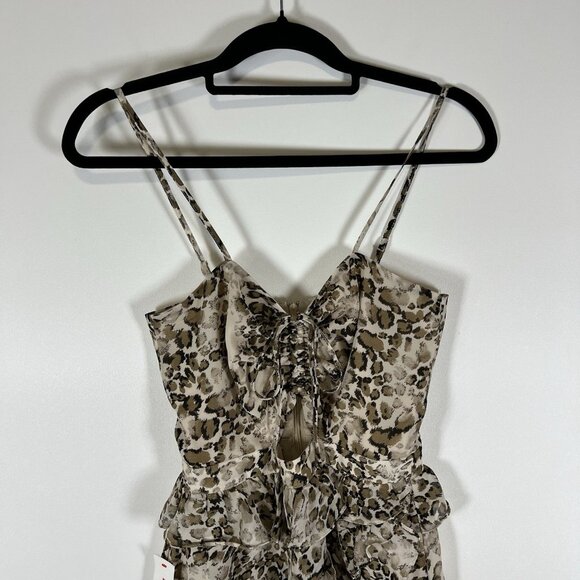Bardot NWT Animal Print Strappy Layered Dress Tiered Ruffle Women’s Size 4/XS - Picture 4 of 12